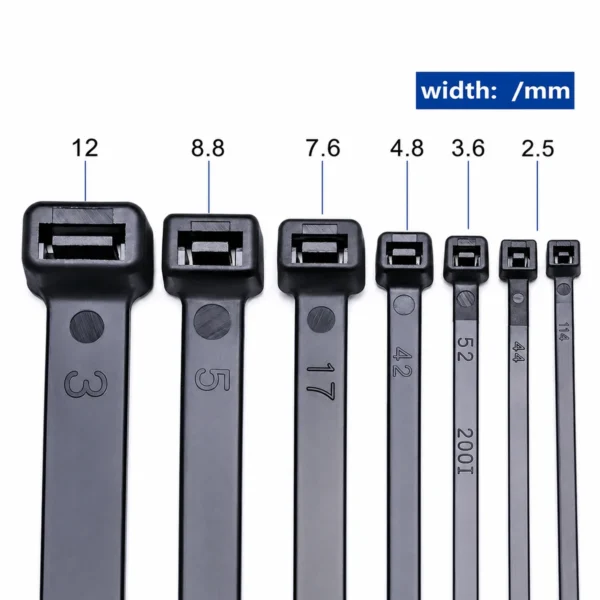 3.6mm intermediate cable ties shown in cable tie width comparison chart