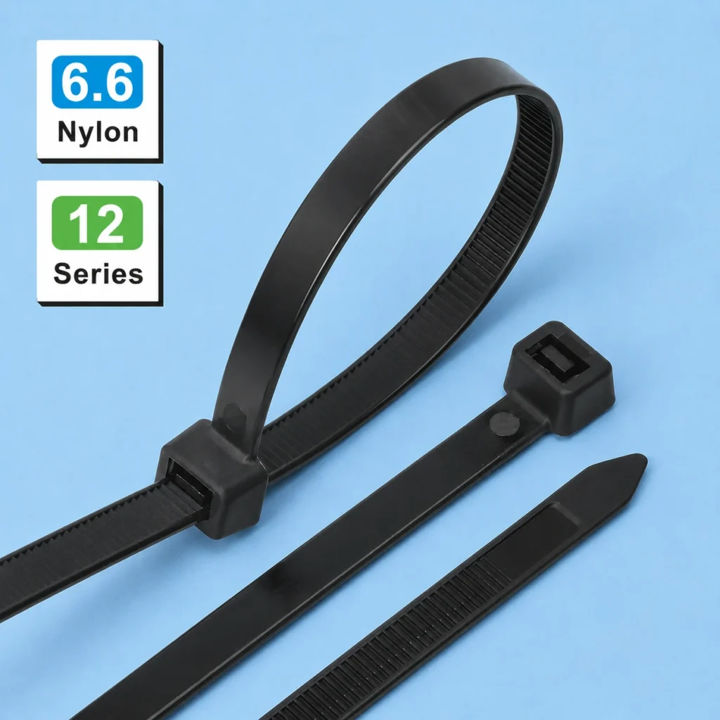 12mm extra heavy duty cable ties made from PA66 nylon
