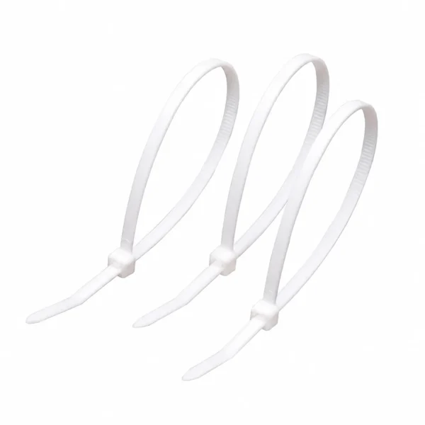 94V-0 grade cable ties in white nylon for electronics and data center wiring