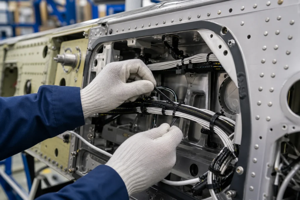 Cable Ties for Automotive and Aerospace material samples and mounting accessories