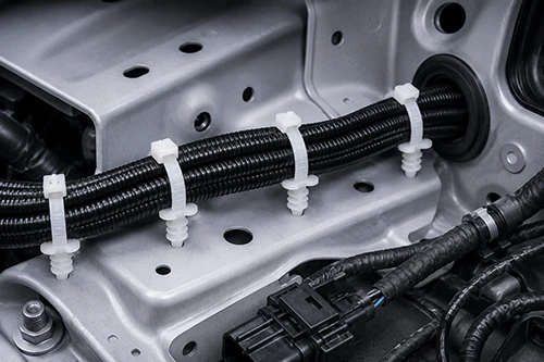 Automotive cable ties threaded head 4.7x165 for wire harness fixing on automotive body panels