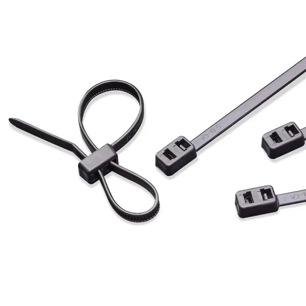 Black double head cable ties with dual locking design