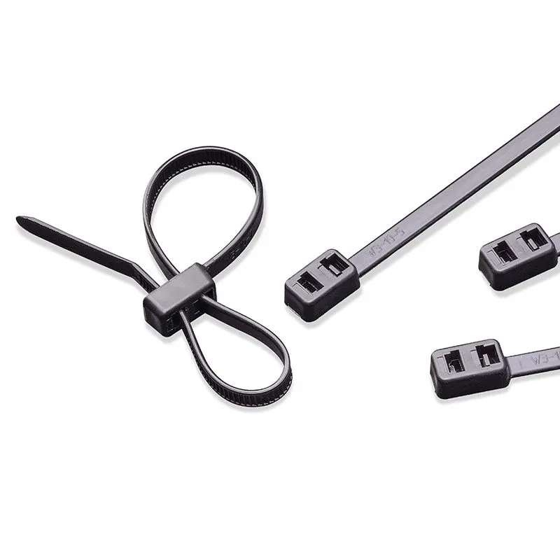 Black double head cable ties with dual locking design