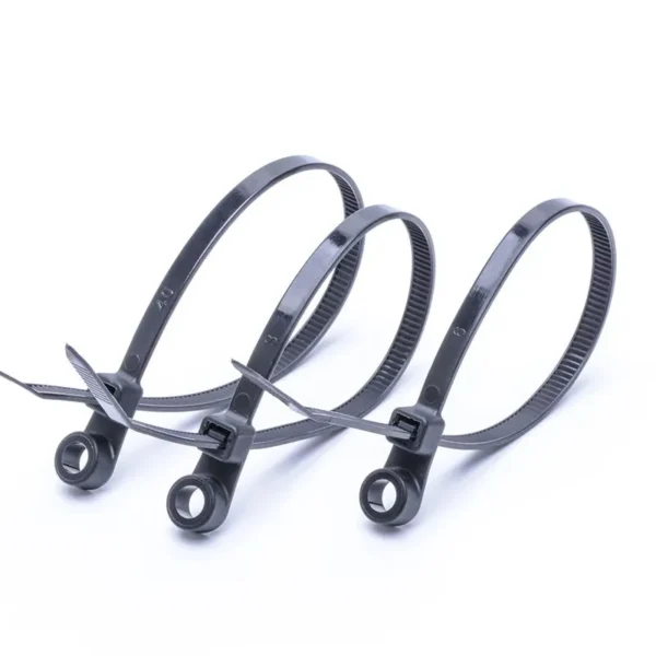 Black mountable head cable ties in multiple sizes