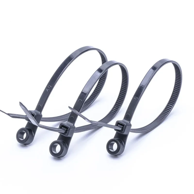Black mountable head cable ties in multiple sizes