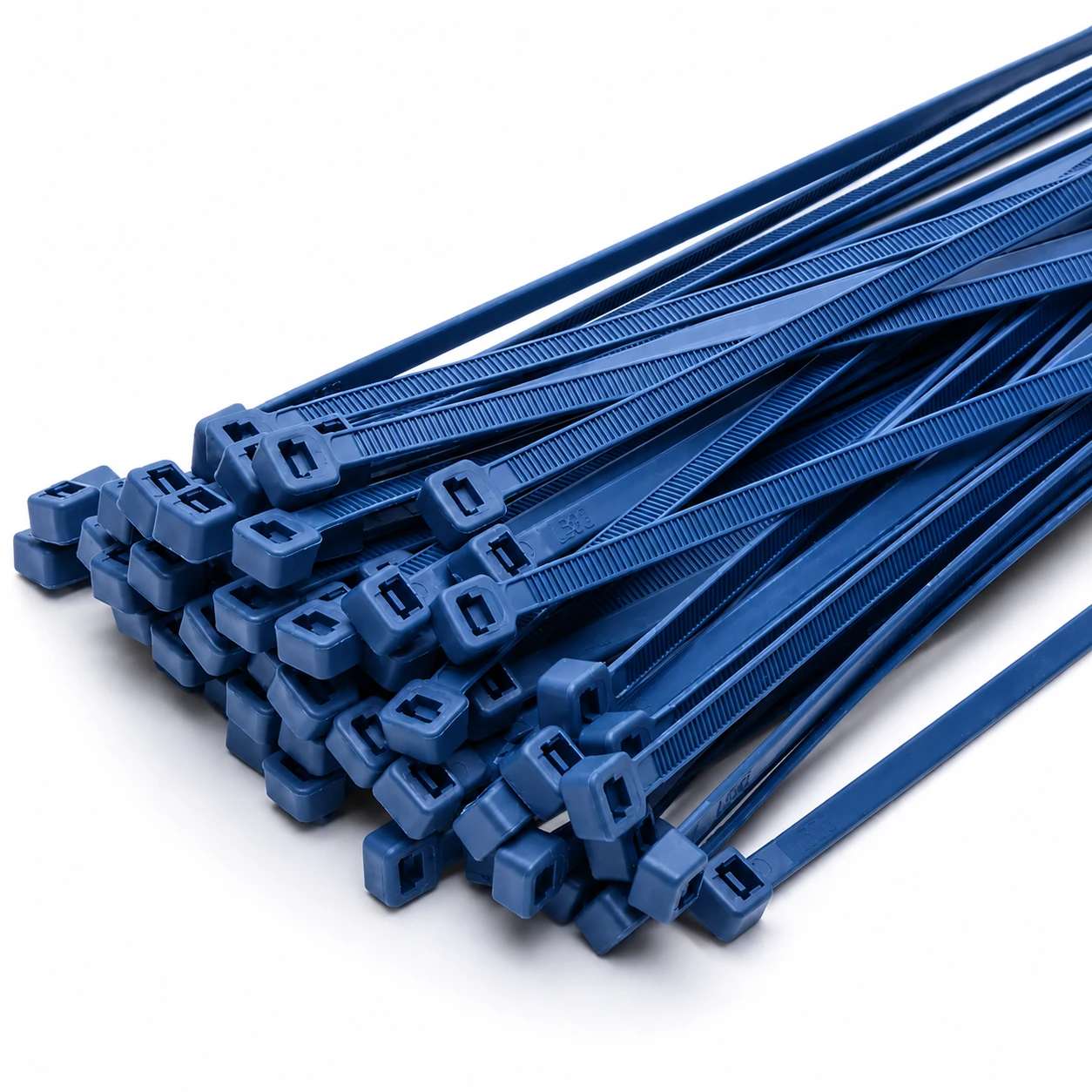 Bundle of blue metal detectable cable ties