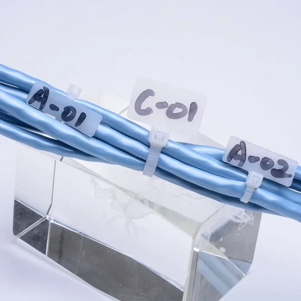 Cable tag ties with written cable codes