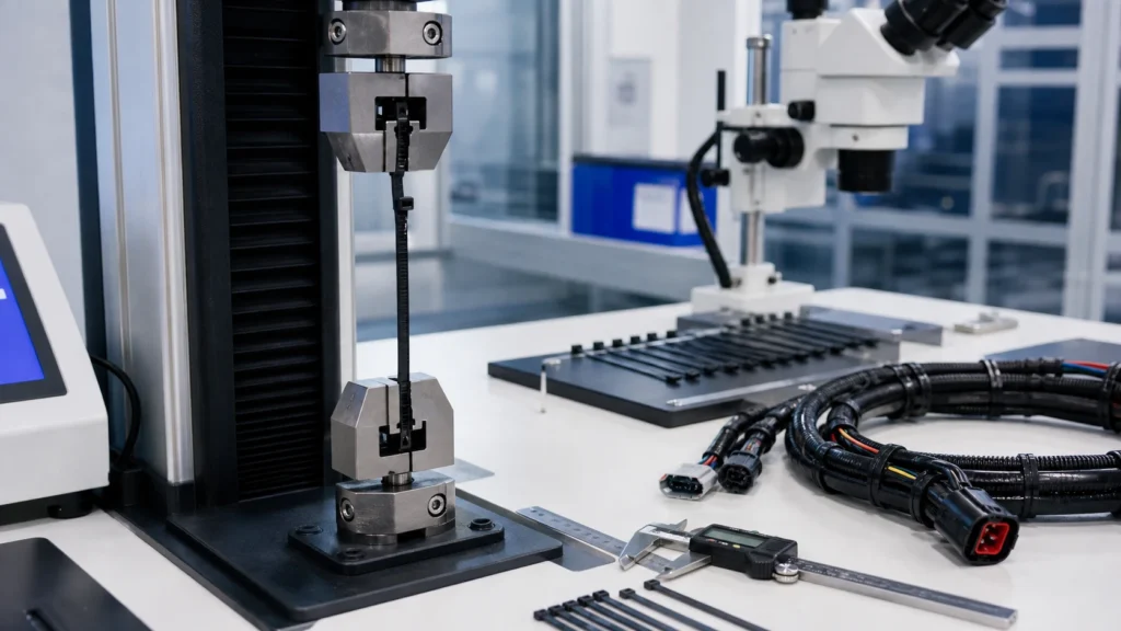 Cable Ties for Automotive and Aerospace tensile strength and locking performance test
