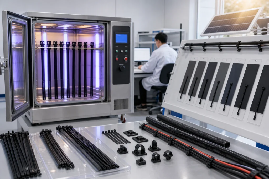 Cable Ties for Solar PV undergoing UV aging and laboratory performance testing