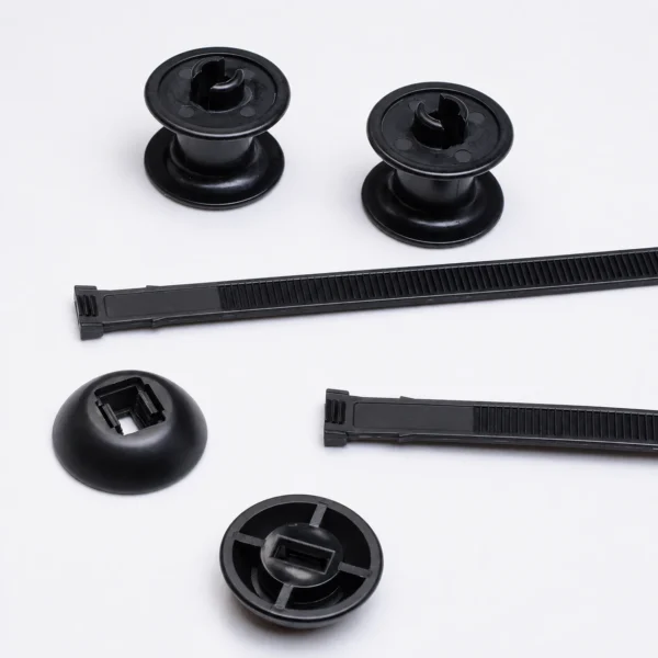 Chassis cable ties with separated heads and straps