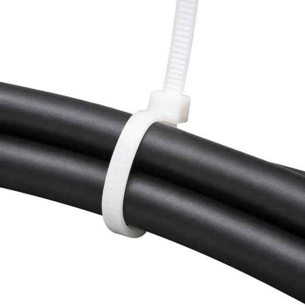 Cold resistant cable tie fastening black wires