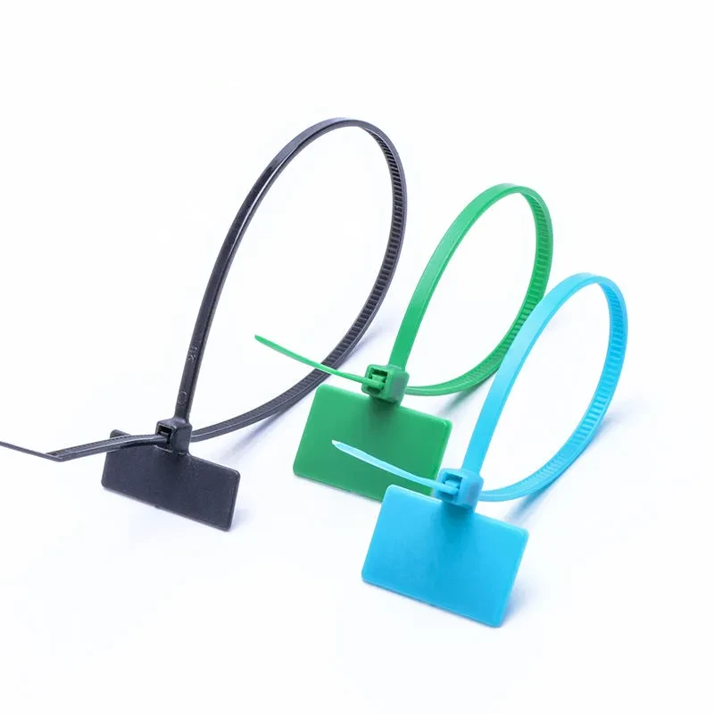 Colored cable tag ties with writable marker plates