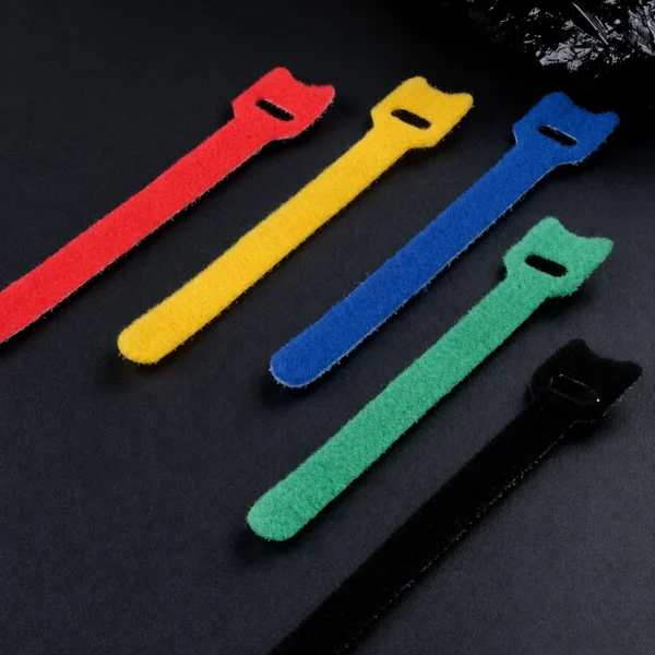 Colorful magic cable ties reusable hook and loop cable management straps