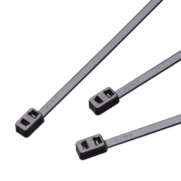 Double head cable ties with two independent locking heads