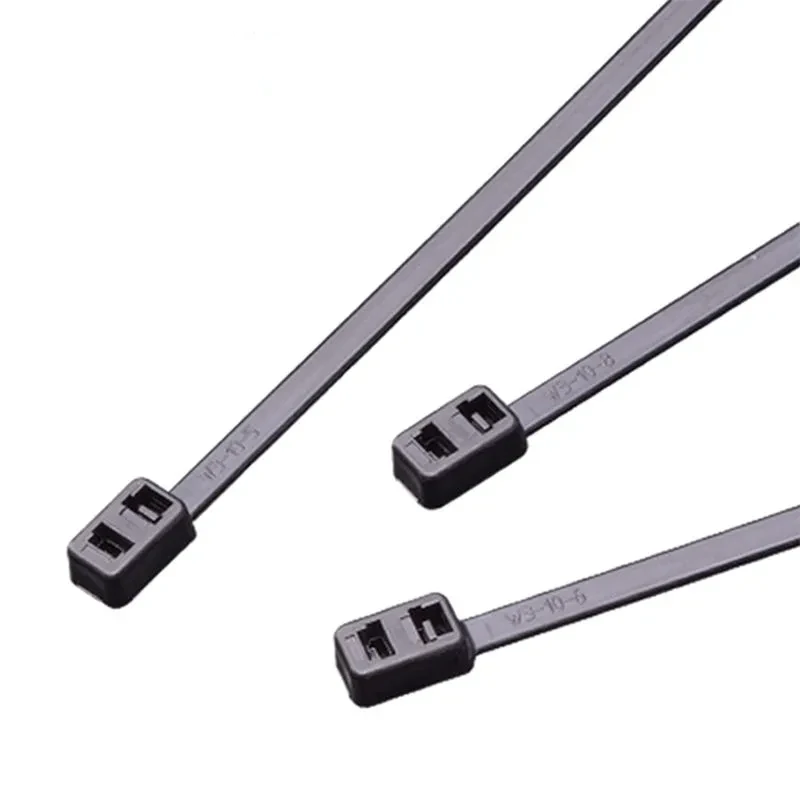 Double head cable ties with two independent locking heads