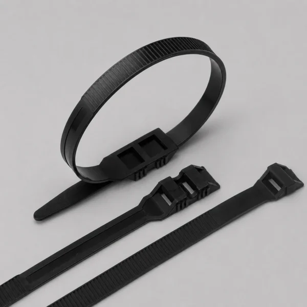 Double locking cable ties with outside serrated design