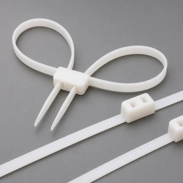 Double loop mounting cable ties with dual loop structure