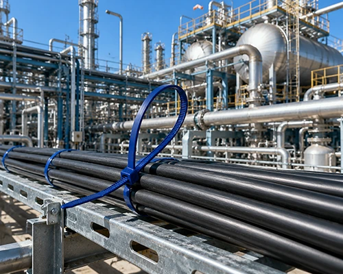 ETFE Teflon cable ties for harsh environment chemical plant cable management