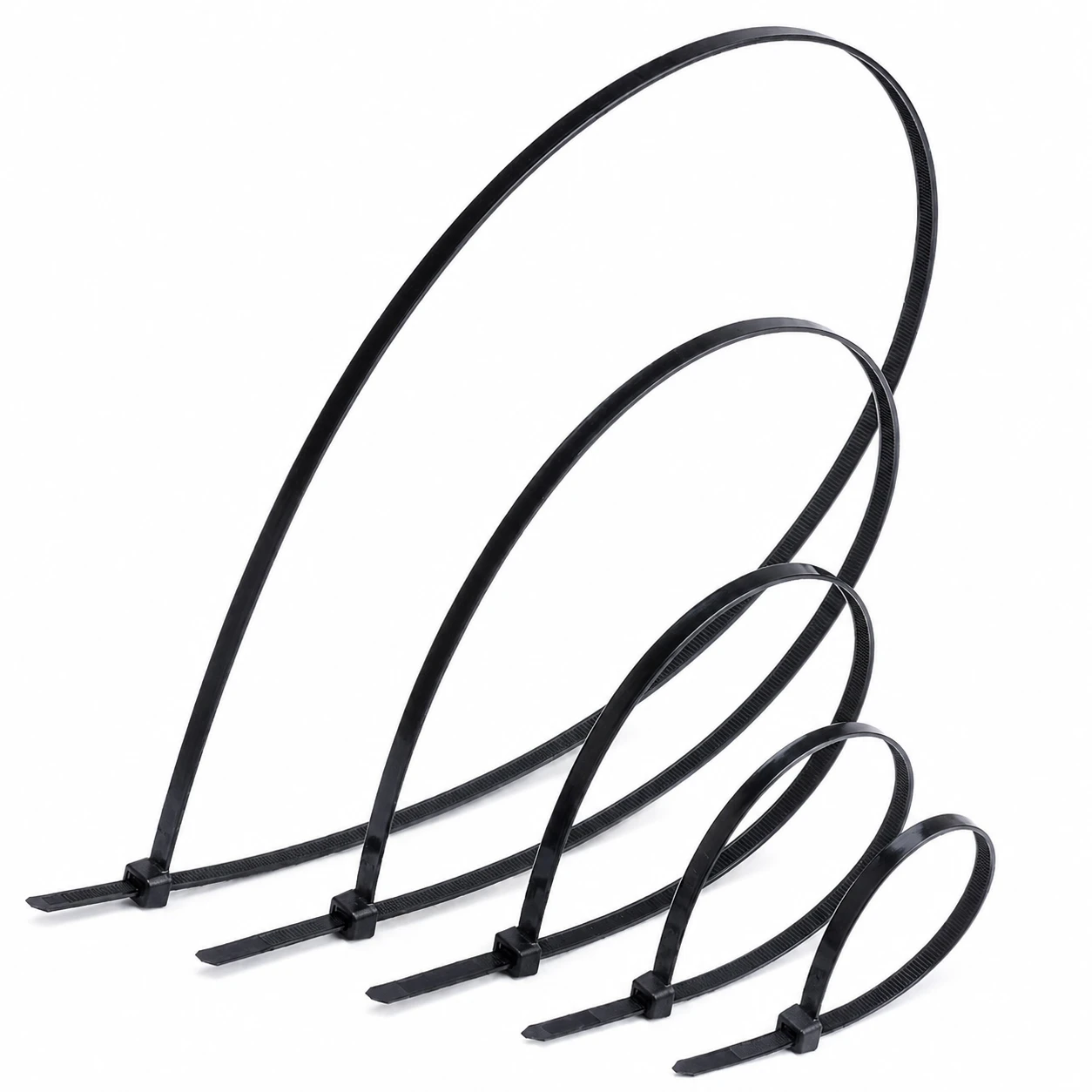 7.2mm heavy duty cable ties arranged in looped configuration to demonstrate bundling capacity