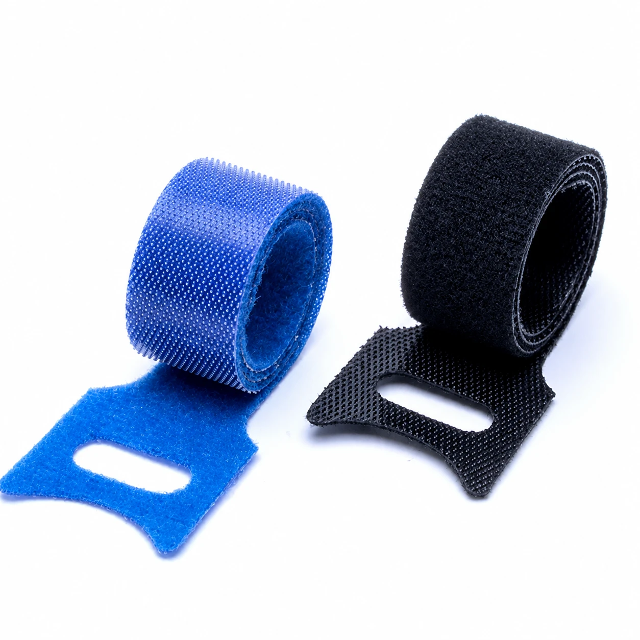 Blue and black magic cable ties roll reusable hook and loop cable management straps
