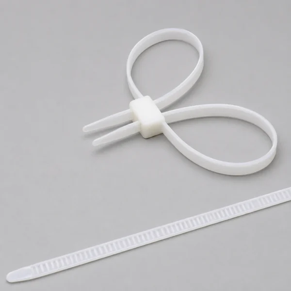 Natural double loop mounting cable tie with two loops