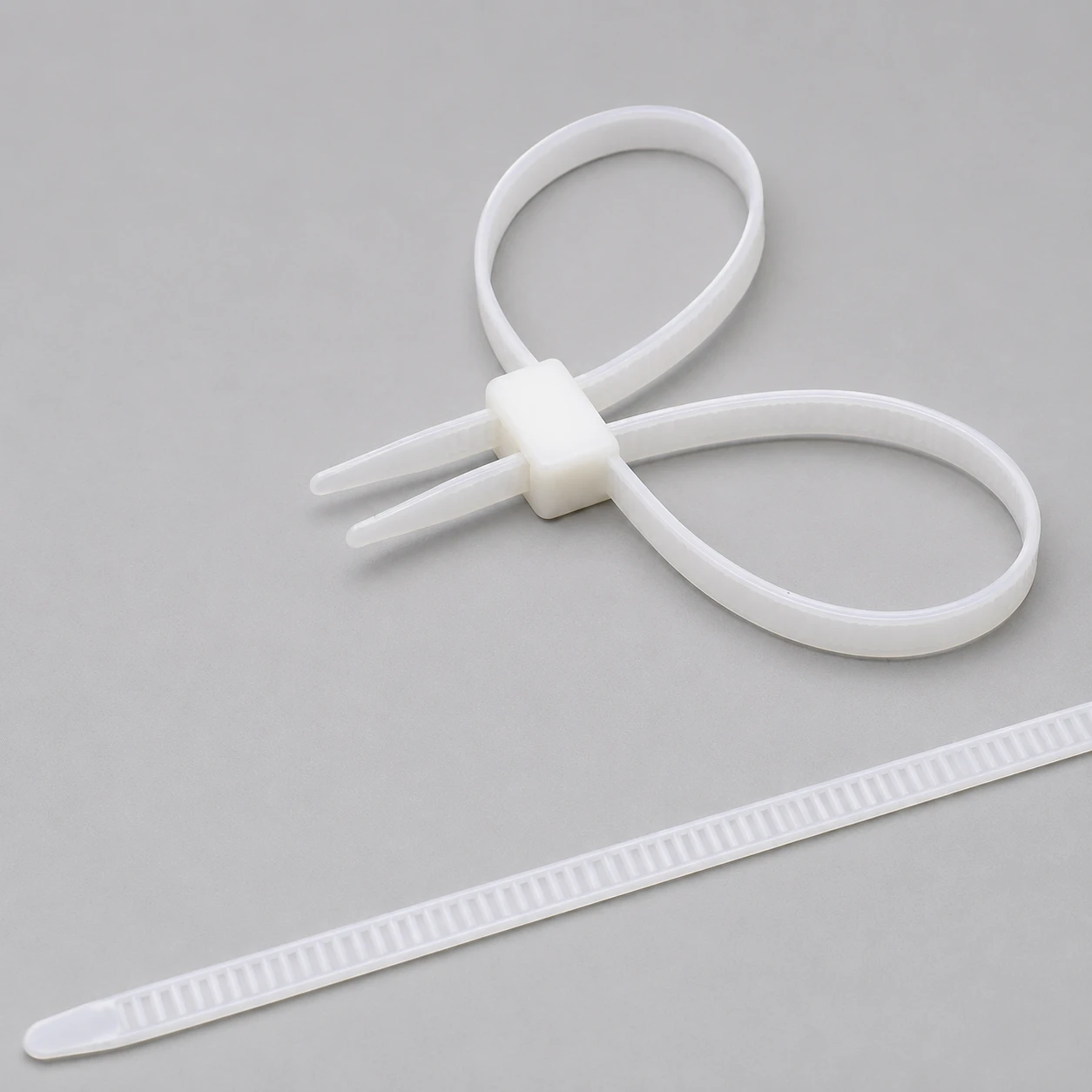 Natural double loop mounting cable tie with two loops