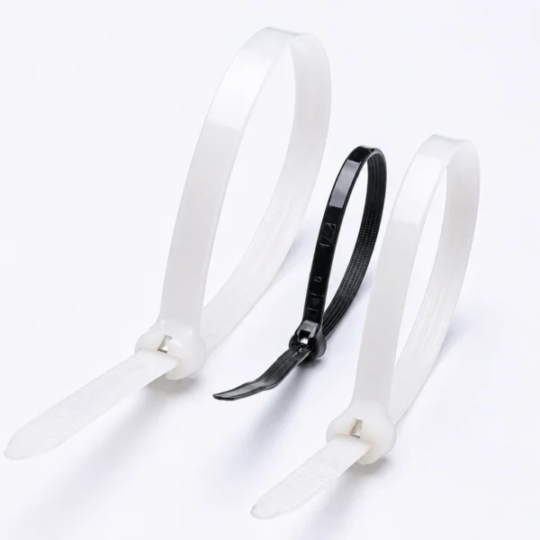 Natural and black metal pawl cable ties with stainless steel locking pawls