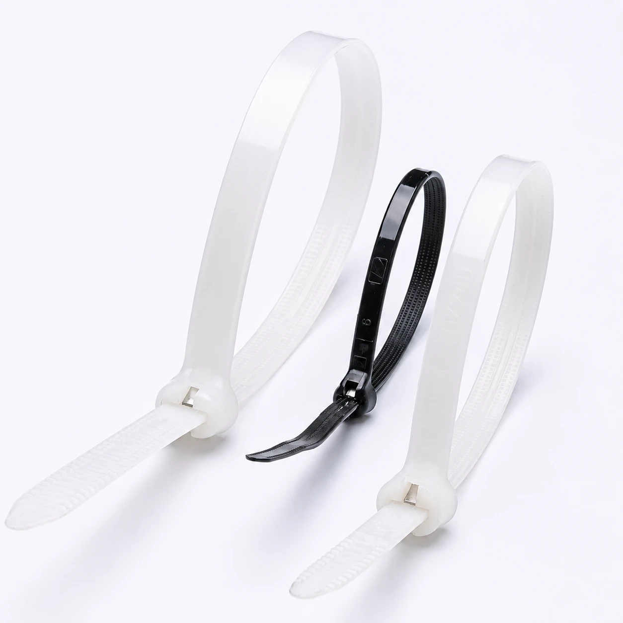 Natural and black metal pawl cable ties with stainless steel locking pawls