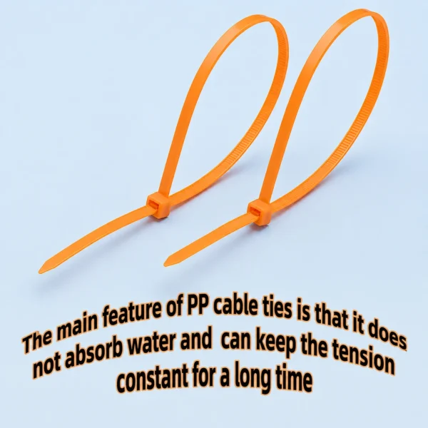 Polypropylene cable ties with non absorbent water resistant feature
