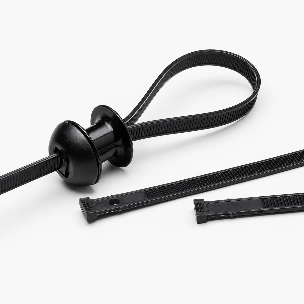 Nylon chassis cable ties with separated fixing accessories
