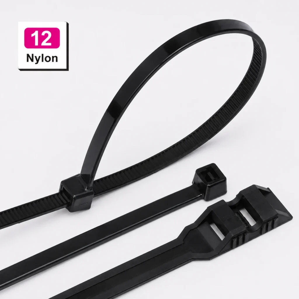 PA12 cable ties 105℃ made from nylon 12 for outdoor and harsh environment cable management
