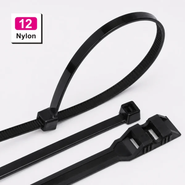 Serre-câbles PA12 105℃ fabriqués en nylon 12 pour la gestion de câbles en extérieur et dans des environnements difficiles