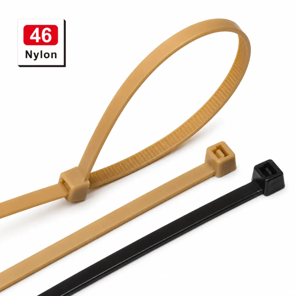 PA46 cable ties 150℃ made from polyamide 46 for high temperature cable management
