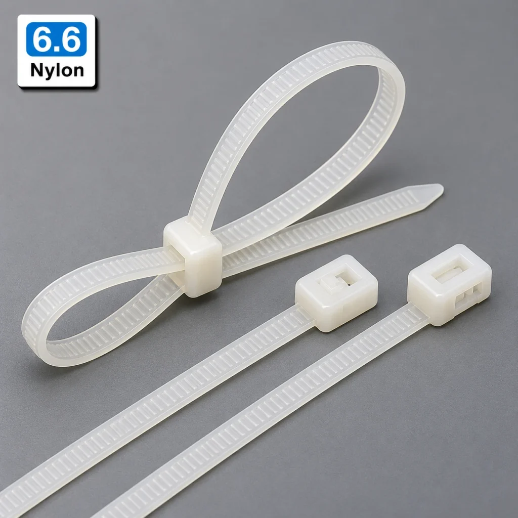 Double head cable ties made from PA66 nylon