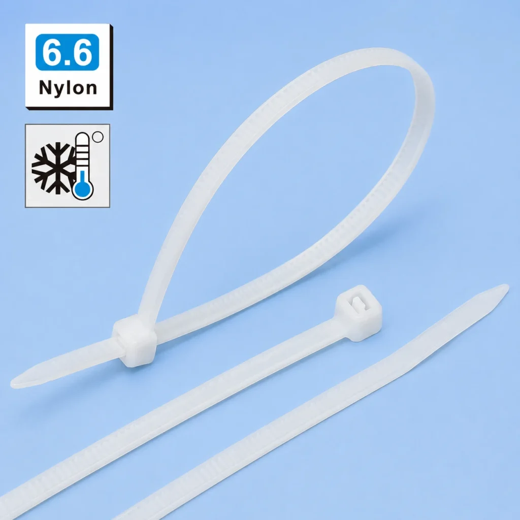 Low temperature resistant cable ties made from PA66 nylon