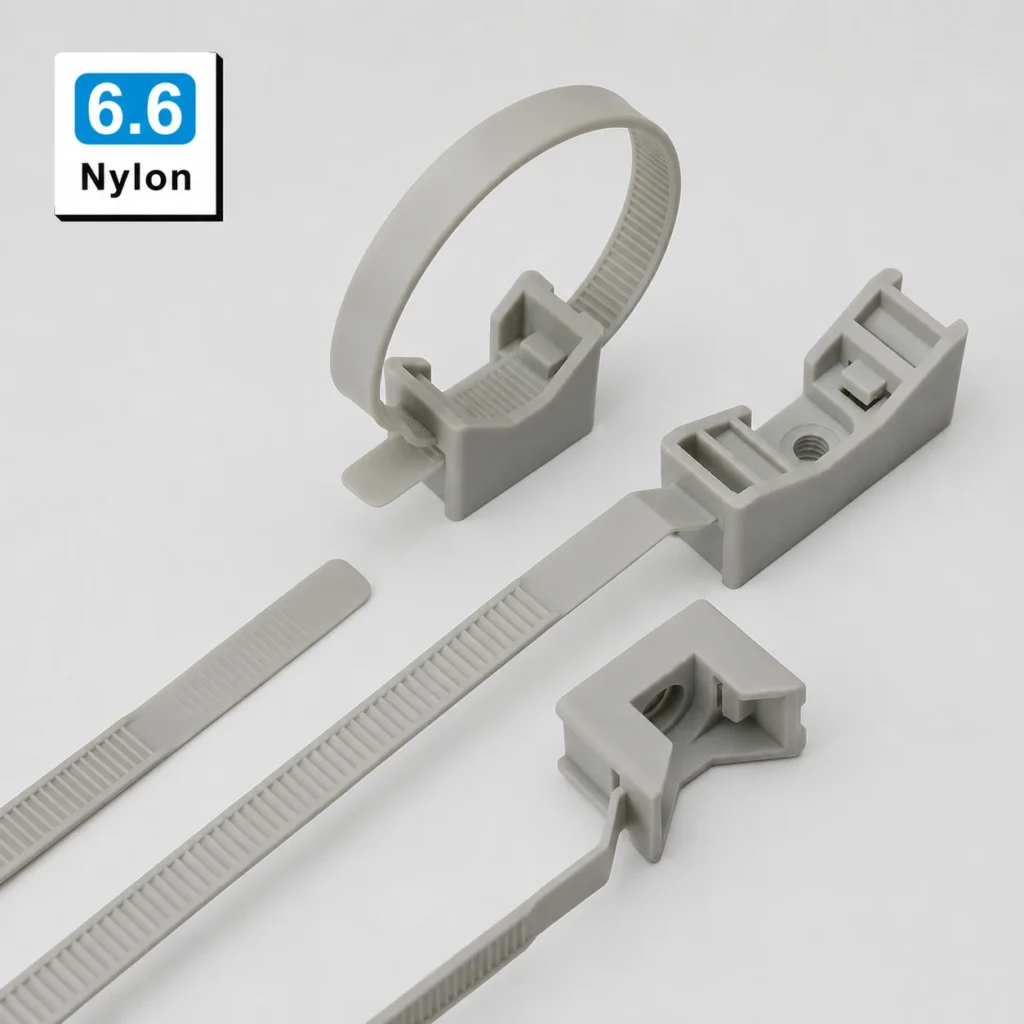 Tube fixing cable ties made from PA66 nylon