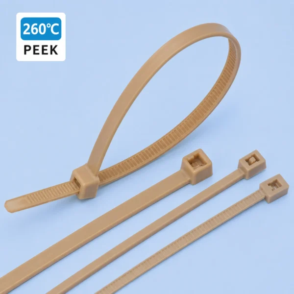 PEEK cable tie 500°F for high temperature cable management