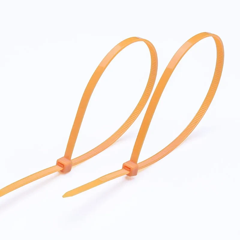 PP cable ties made from orange polypropylene material