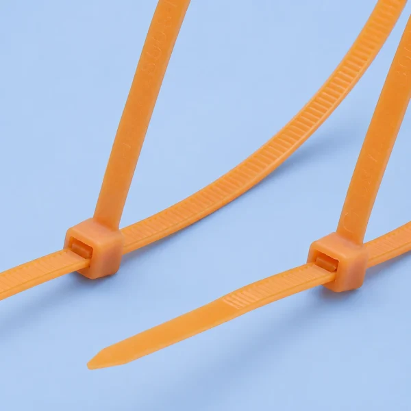 Polypropylene cable ties with self-locking head detail
