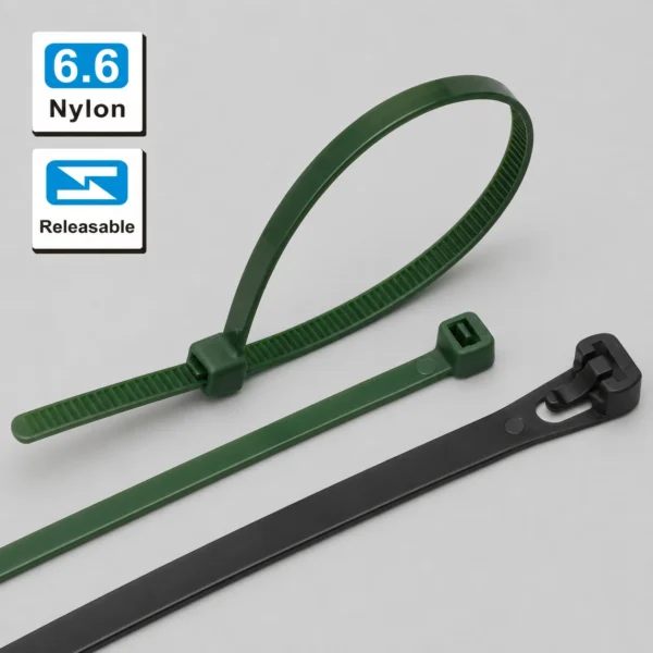 Releasable cable ties made from nylon 6.6 reusable adjustable cable ties