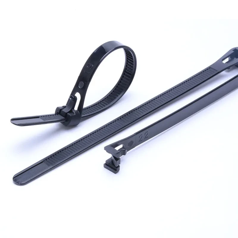 Reusable releasable cable ties featuring adjustable release locking mechanism