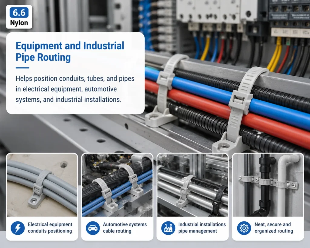 Tube fixing cable ties positioning conduits tubes and pipes